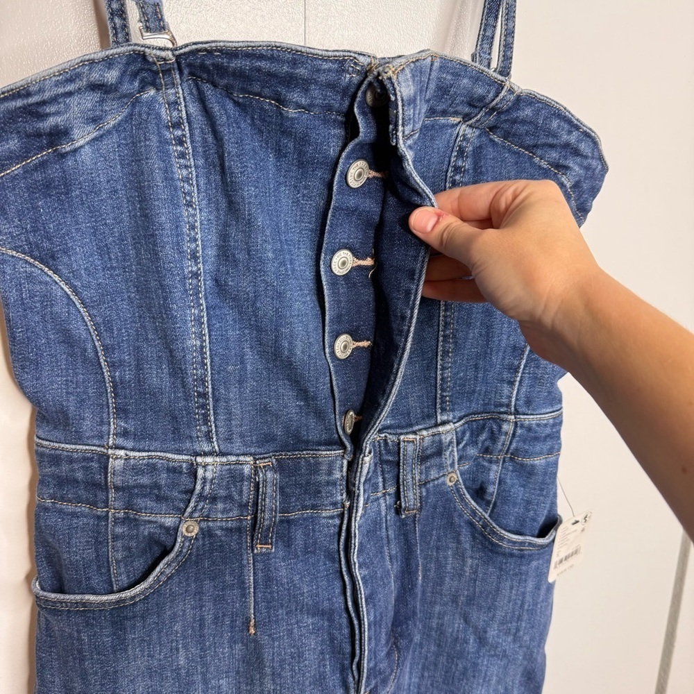 We The Free Dream Lover Denim Strapless Romper Small indigo NWT - Picture 3 of 11